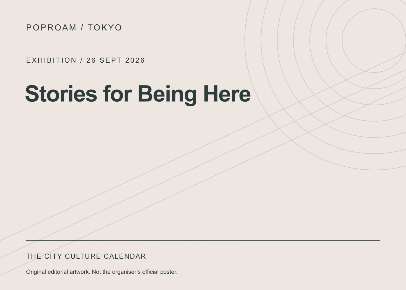 Original editorial programme artwork for Stories for Being Here. This is not the organiser’s official poster.