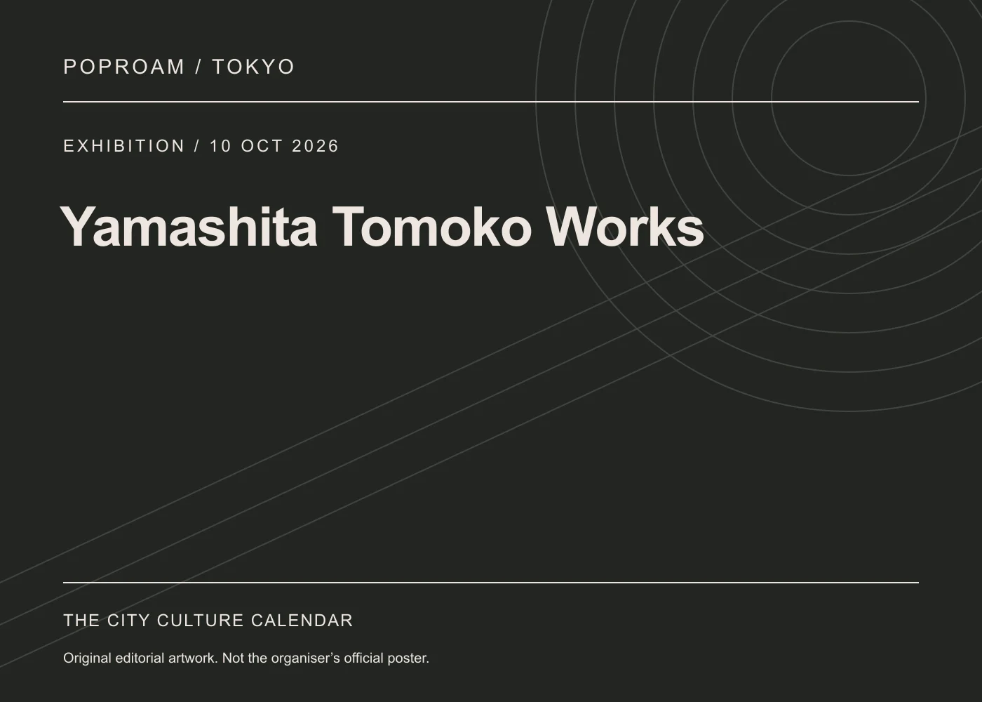 Original editorial programme artwork for Yamashita Tomoko Works. This is not the organiser’s official poster.