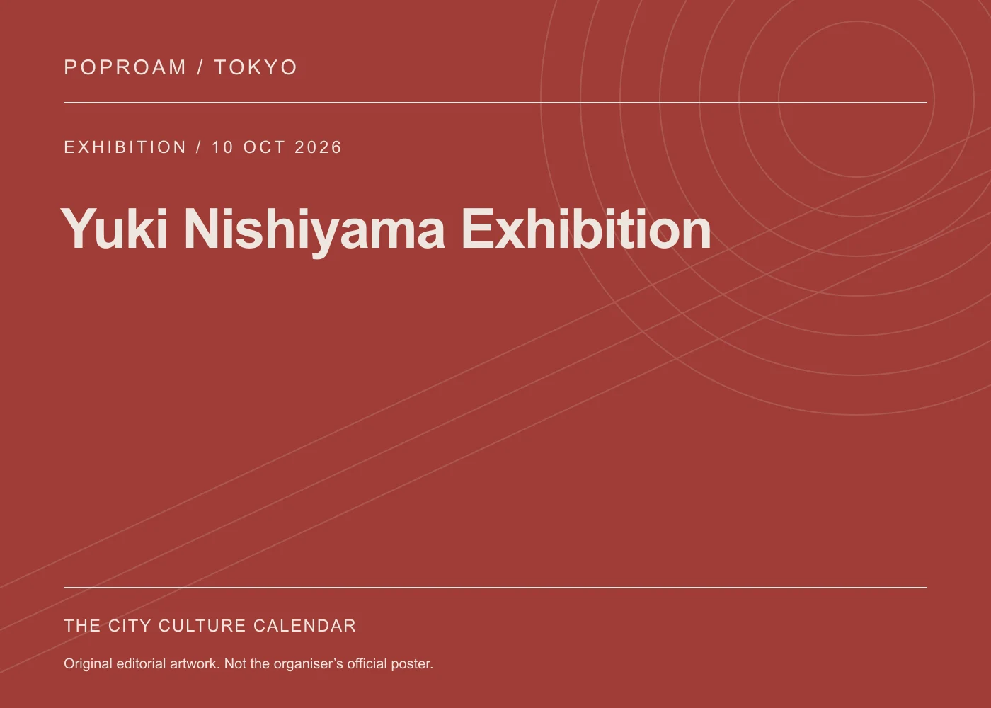 Original editorial programme artwork for Yuki Nishiyama Exhibition. This is not the organiser’s official poster.