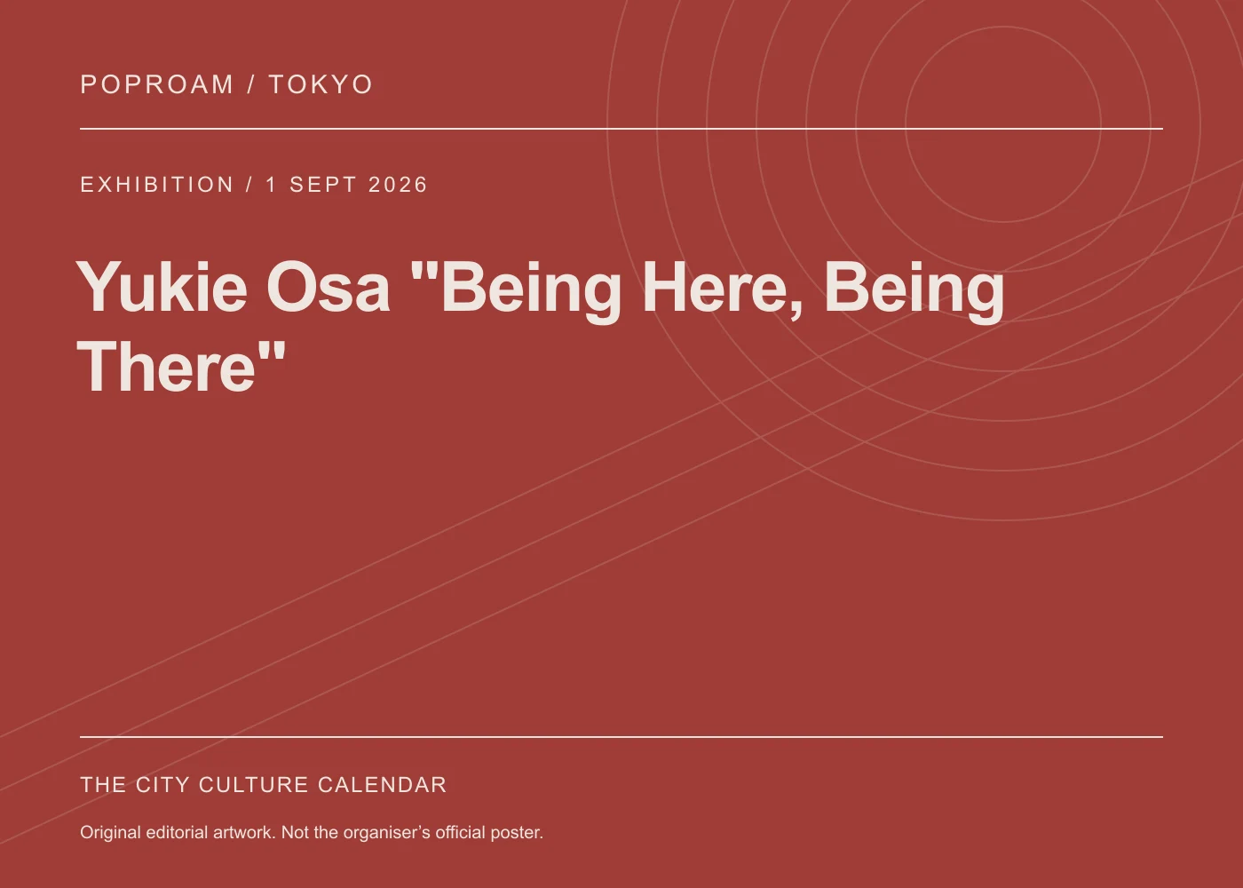 Original editorial programme artwork for Yukie Osa "Being Here, Being There". This is not the organiser’s official poster.