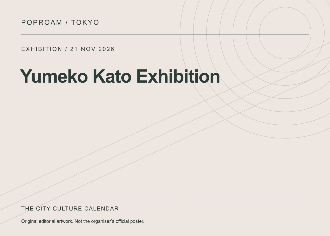 Original editorial programme artwork for Yumeko Kato Exhibition. This is not the organiser’s official poster.
