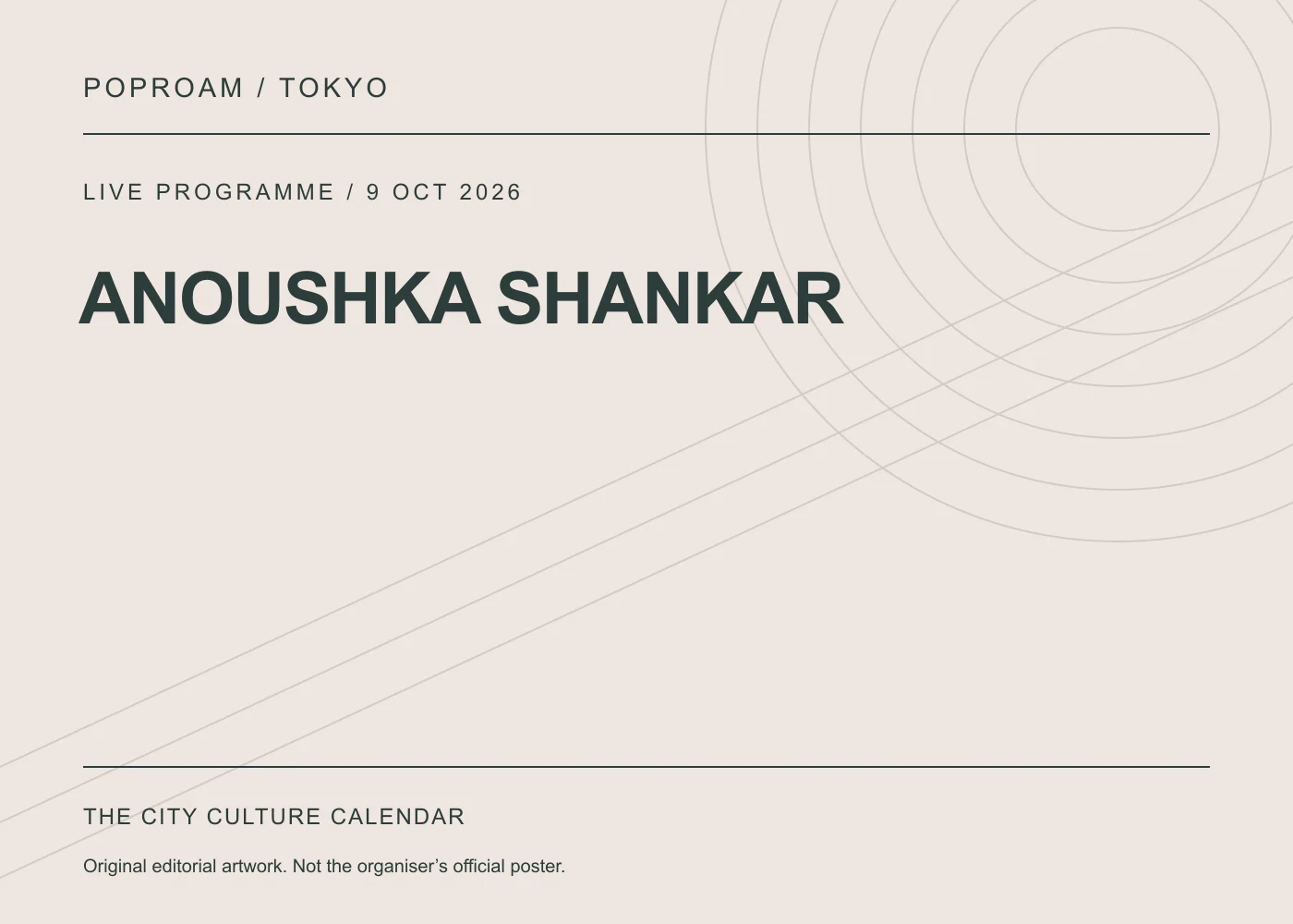 Original editorial programme artwork for ANOUSHKA SHANKAR. This is not the organiser’s official poster.