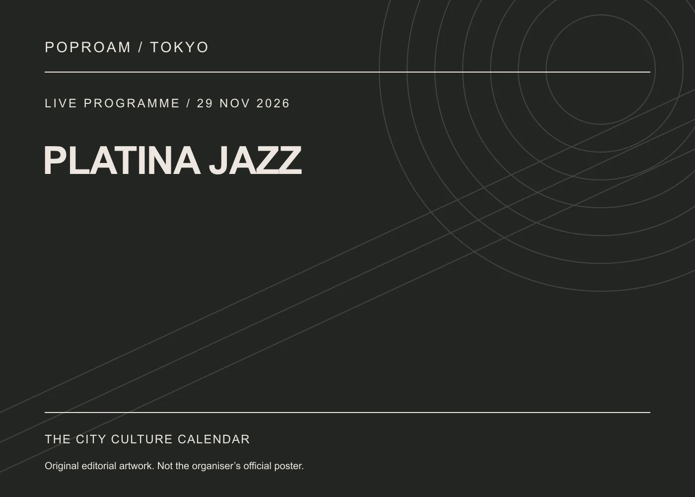 Original editorial programme artwork for PLATINA JAZZ. This is not the organiser’s official poster.