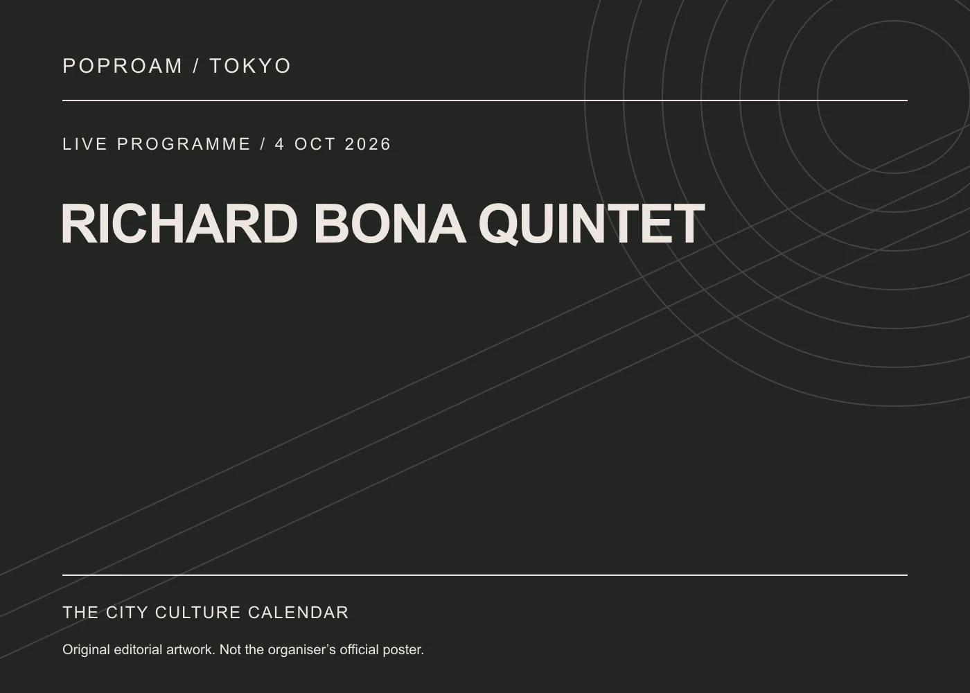 Original editorial programme artwork for RICHARD BONA QUINTET. This is not the organiser’s official poster.