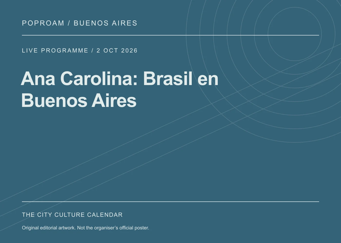 Original editorial programme artwork for Ana Carolina: Brasil en Buenos Aires. This is not the organiser’s official poster.