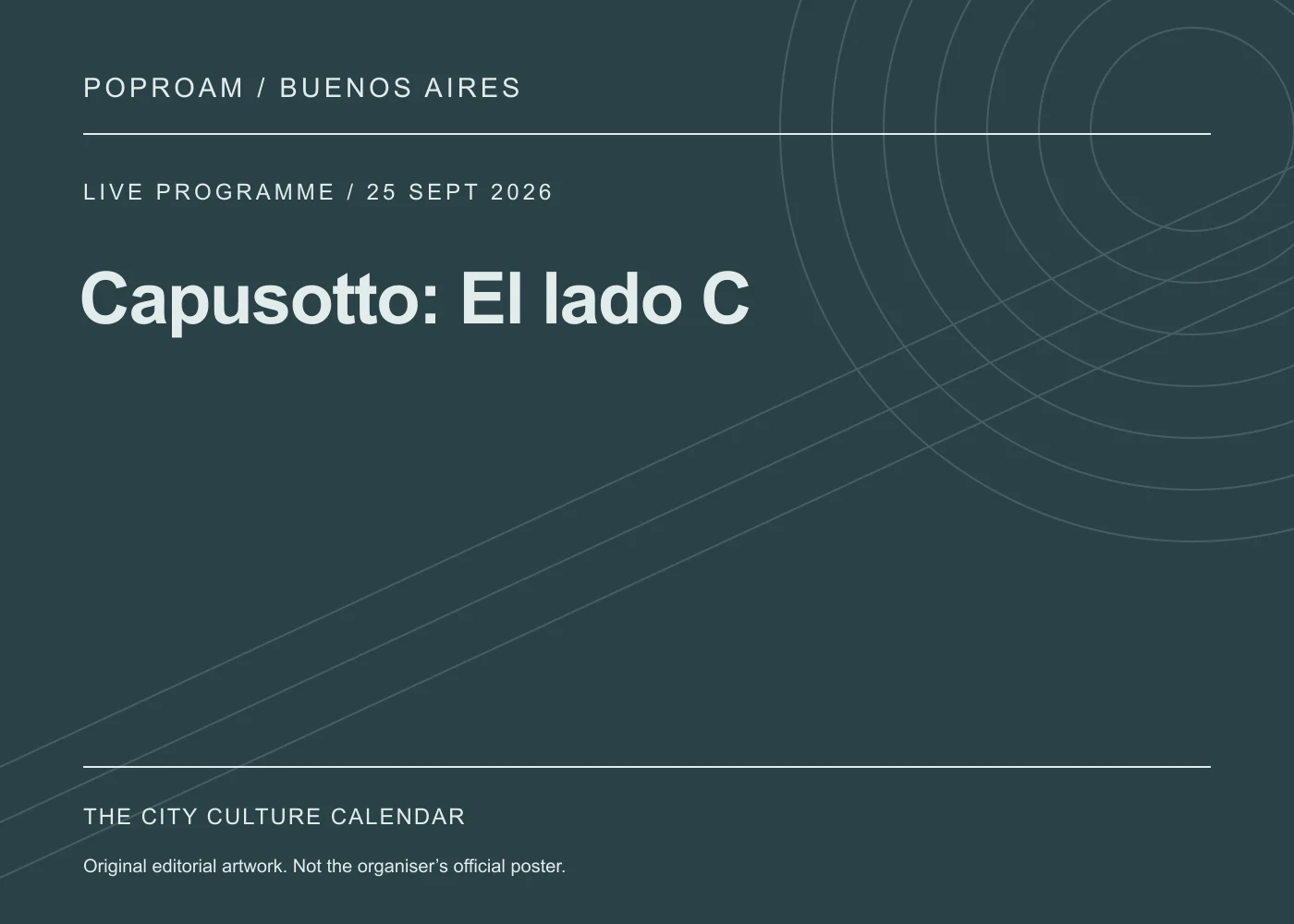 Original editorial programme artwork for Capusotto: El lado C. This is not the organiser’s official poster.