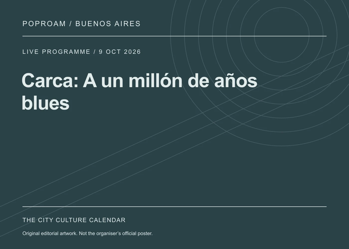 Original editorial programme artwork for Carca: A un millón de años blues. This is not the organiser’s official poster.