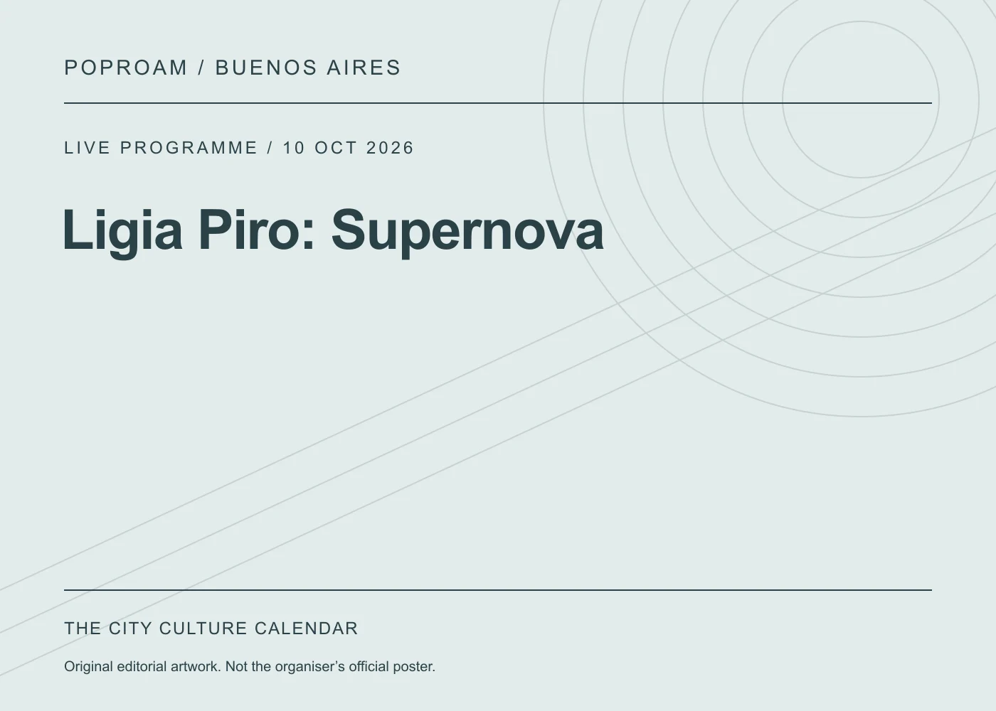 Original editorial programme artwork for Ligia Piro: Supernova. This is not the organiser’s official poster.
