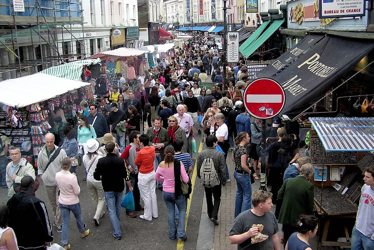 Archival photograph of Portobello Road Market, London (2005)