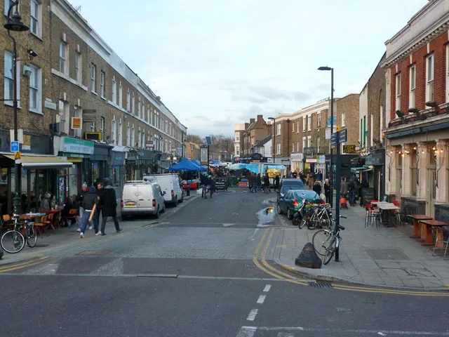 Archival photograph of Broadway Market, London (2015)