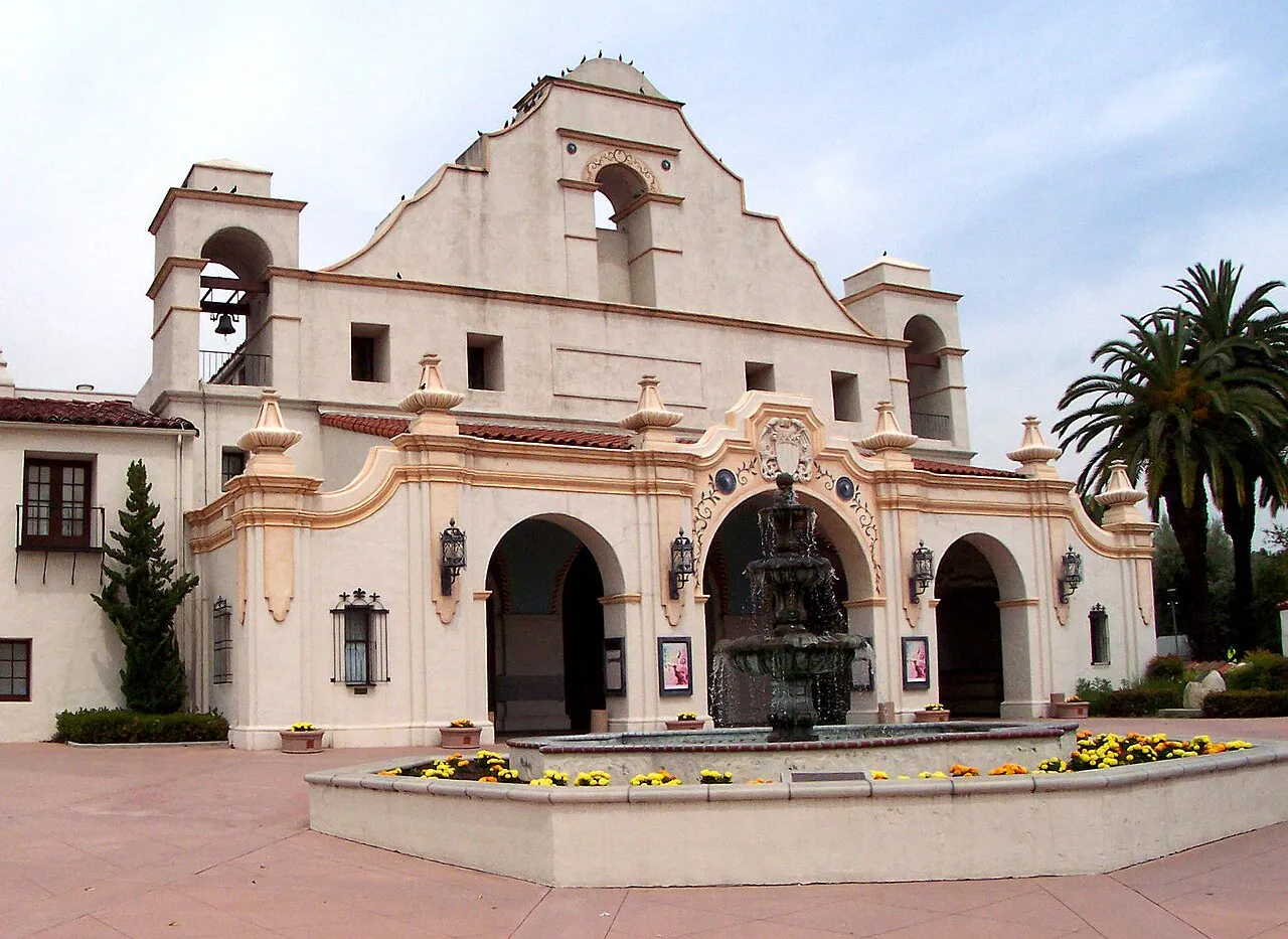 Archival photograph of San Gabriel Mission Playhouse, Los Angeles 