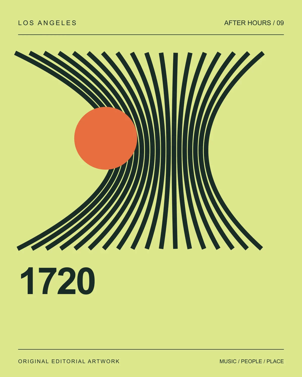 Original graphic illustration for 1720, Los Angeles; not a venue photograph