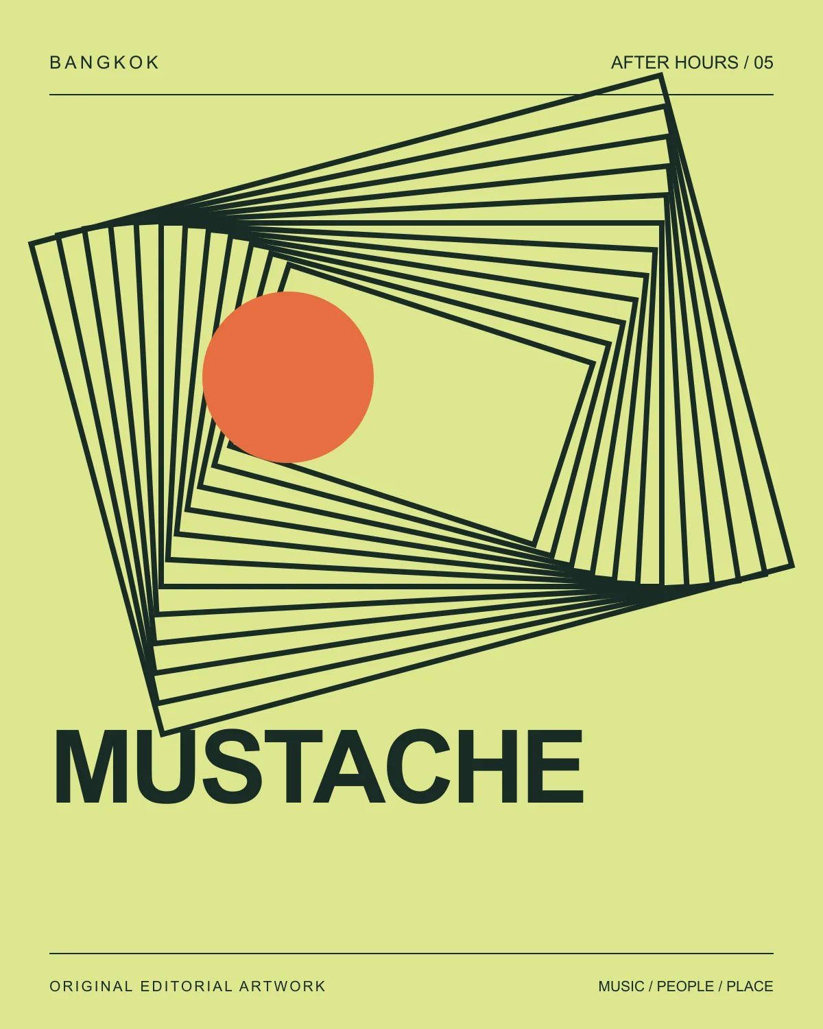 Original graphic illustration for Mustache Bangkok, Bangkok; not a venue photograph