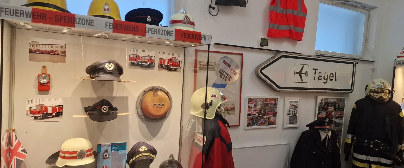Airport firefighting memorabilia displayed in the museum at Museum West Alliierte in Berlin e.V.