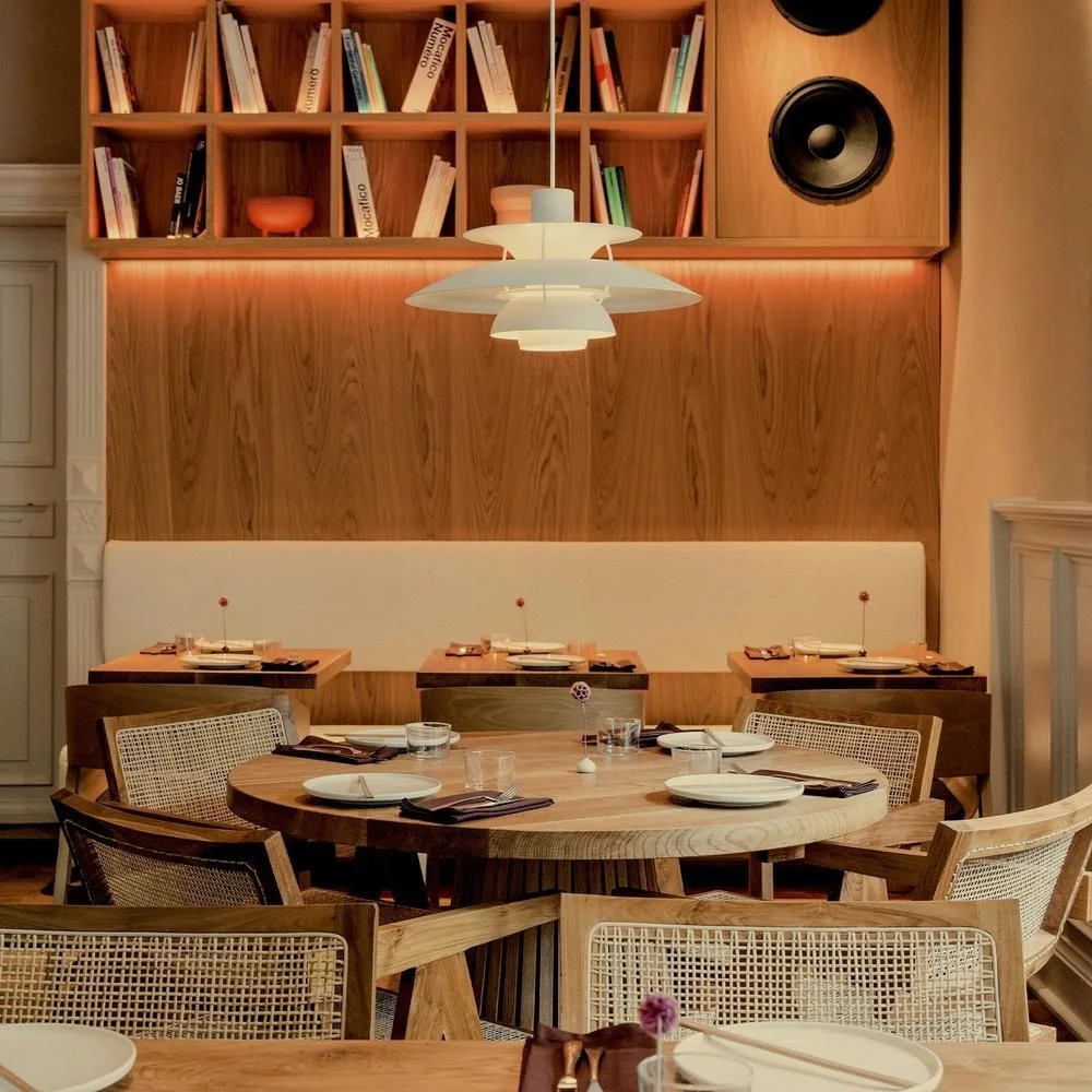 November Brasserie: warm wood dining room