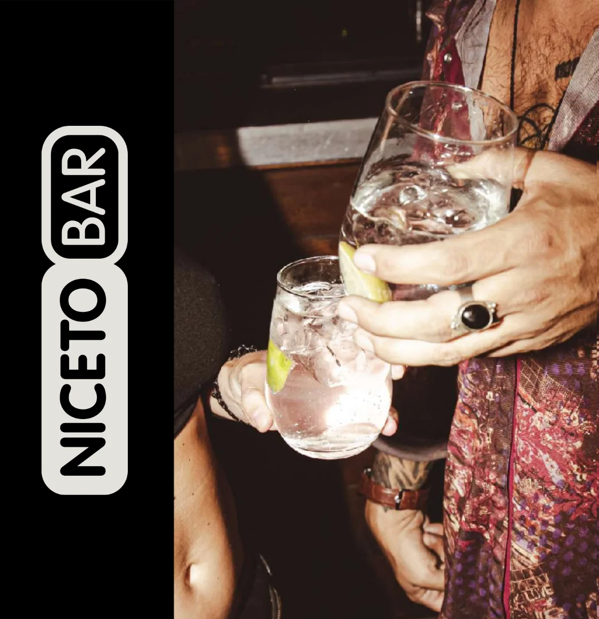 Drinks and Niceto Bar branding in the bar’s official venue photograph