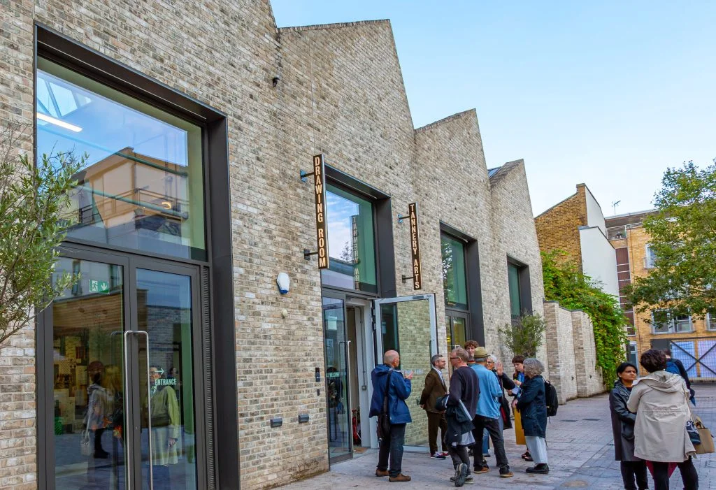 The gallery’s brick facade and entrances at Drawing Room