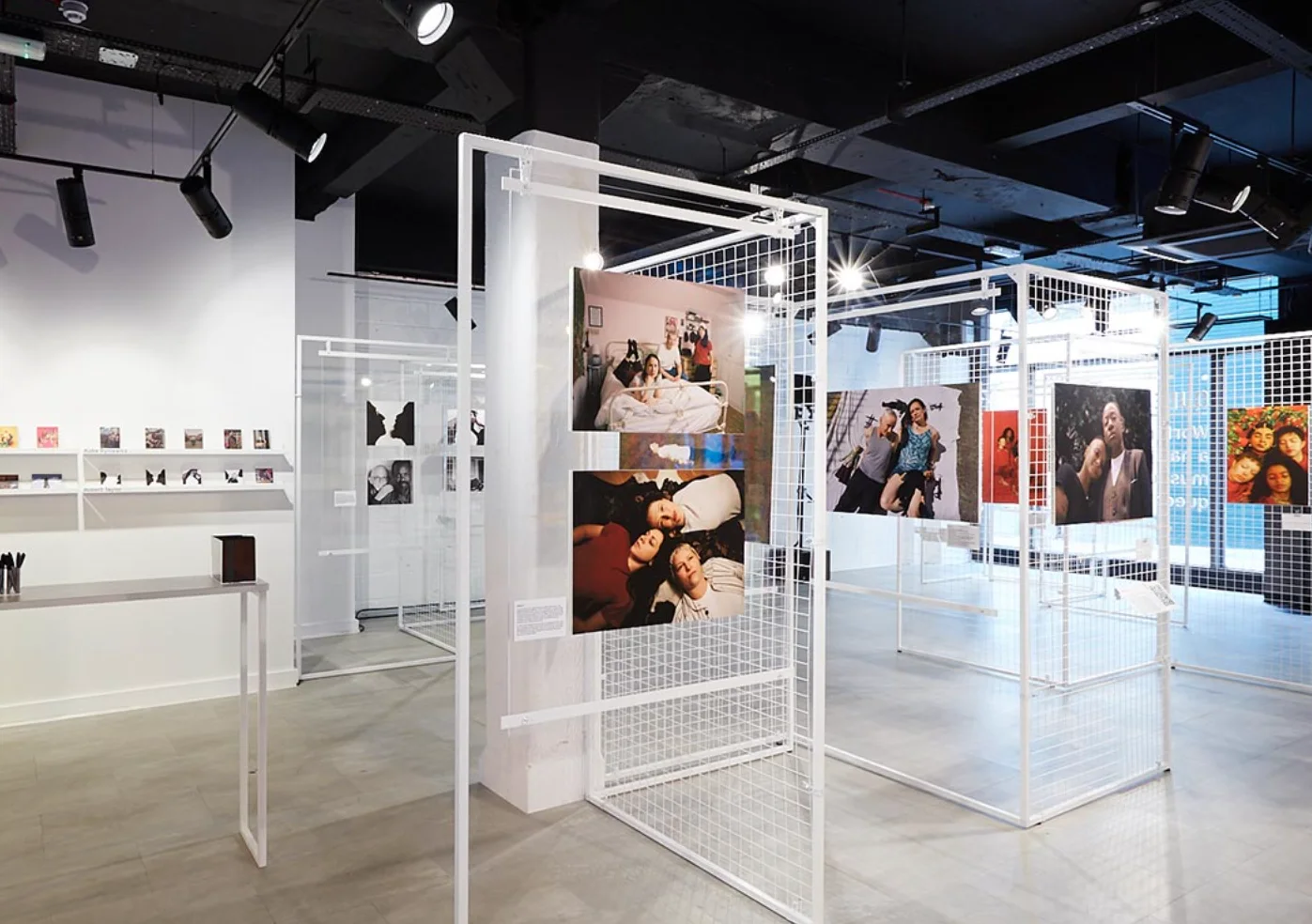 Queer Britain: photographs and displays arranged through the bright exhibition space