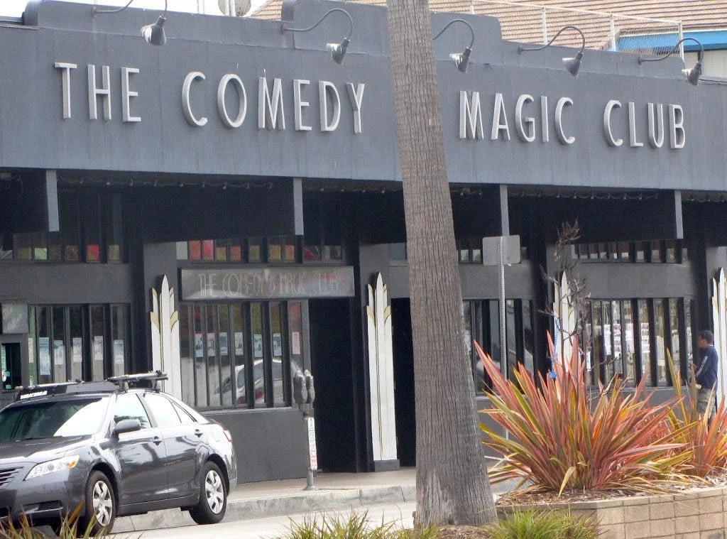 The Comedy & Magic Club: the comedy venue's street frontage and black entrance canopies