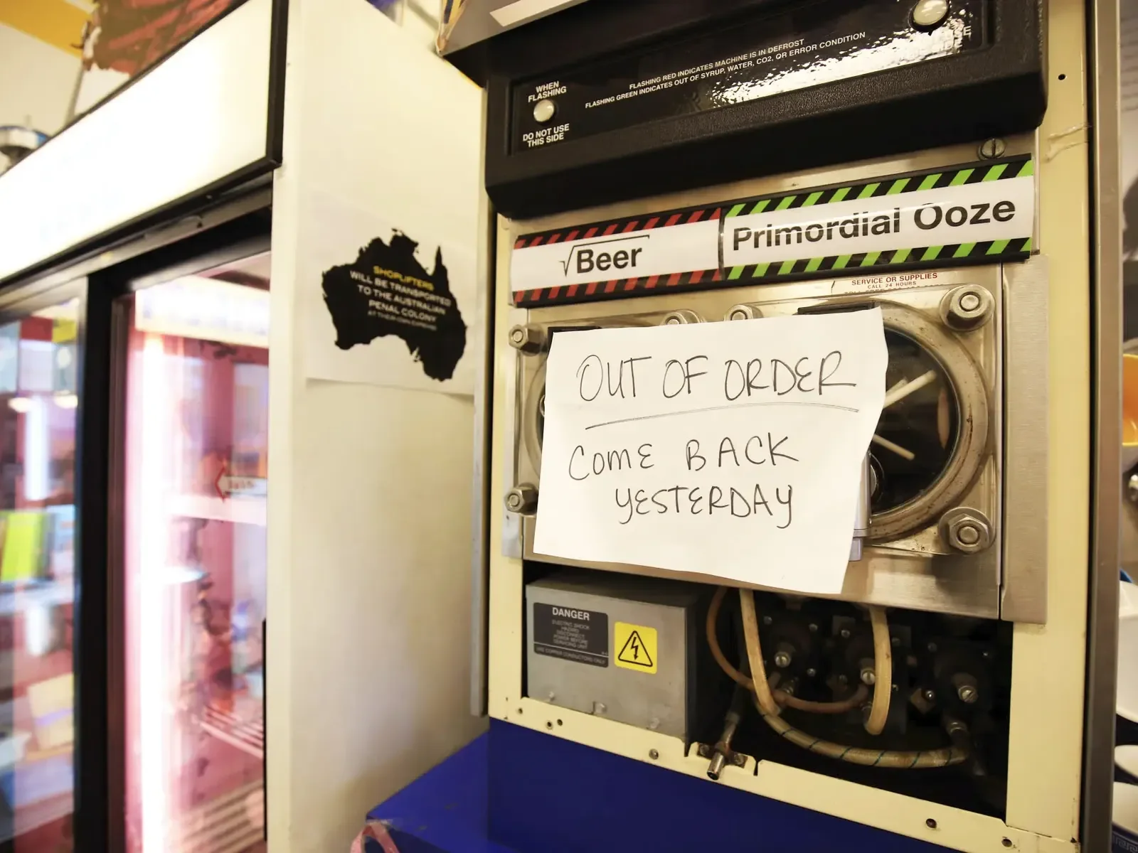 A playful time-travel shop display at Echo Park Time Travel Mart