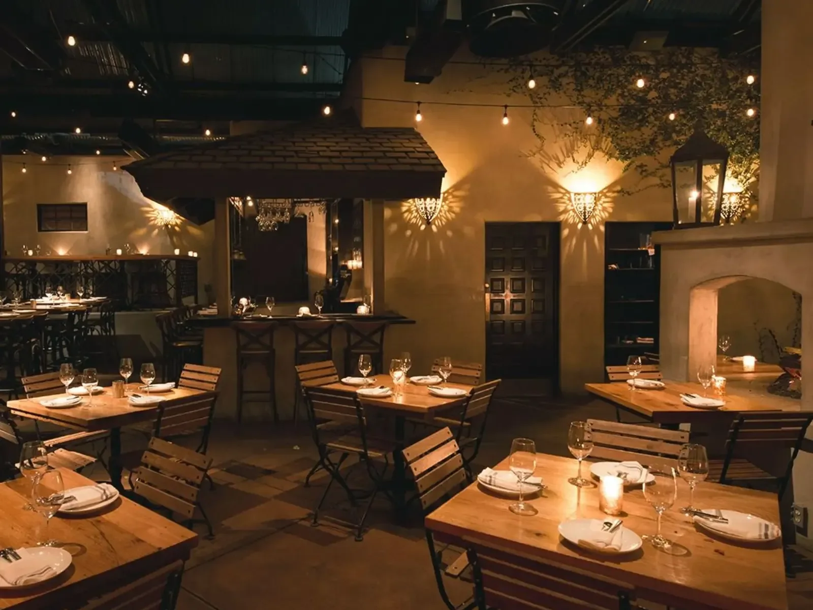 The interior and its seating areas at Firefly