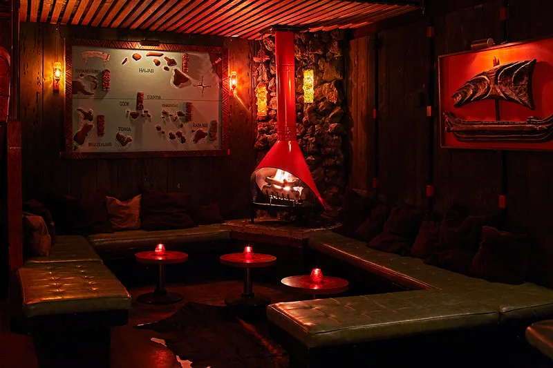 The candlelit lounge and tiki decor at Tonga Hut, North Hollywood