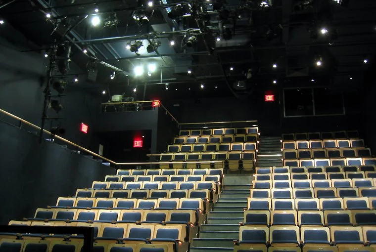 Theatre seats facing a compact black-box stage at 59E59 Theaters