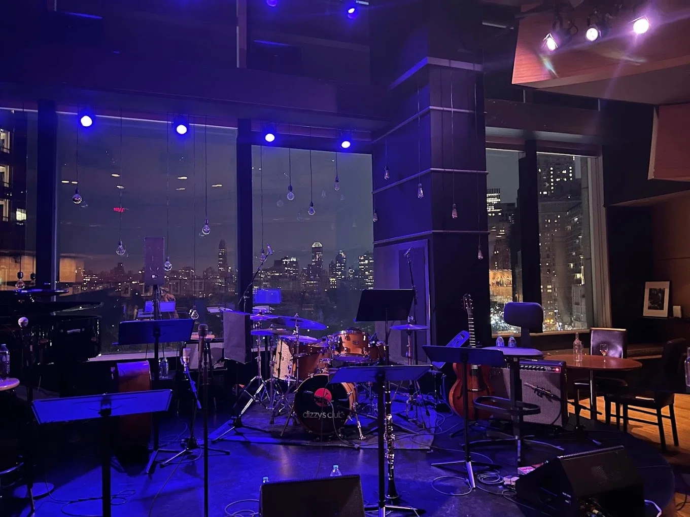 Dizzy’s Club: the jazz club stage beside its city-facing windows
