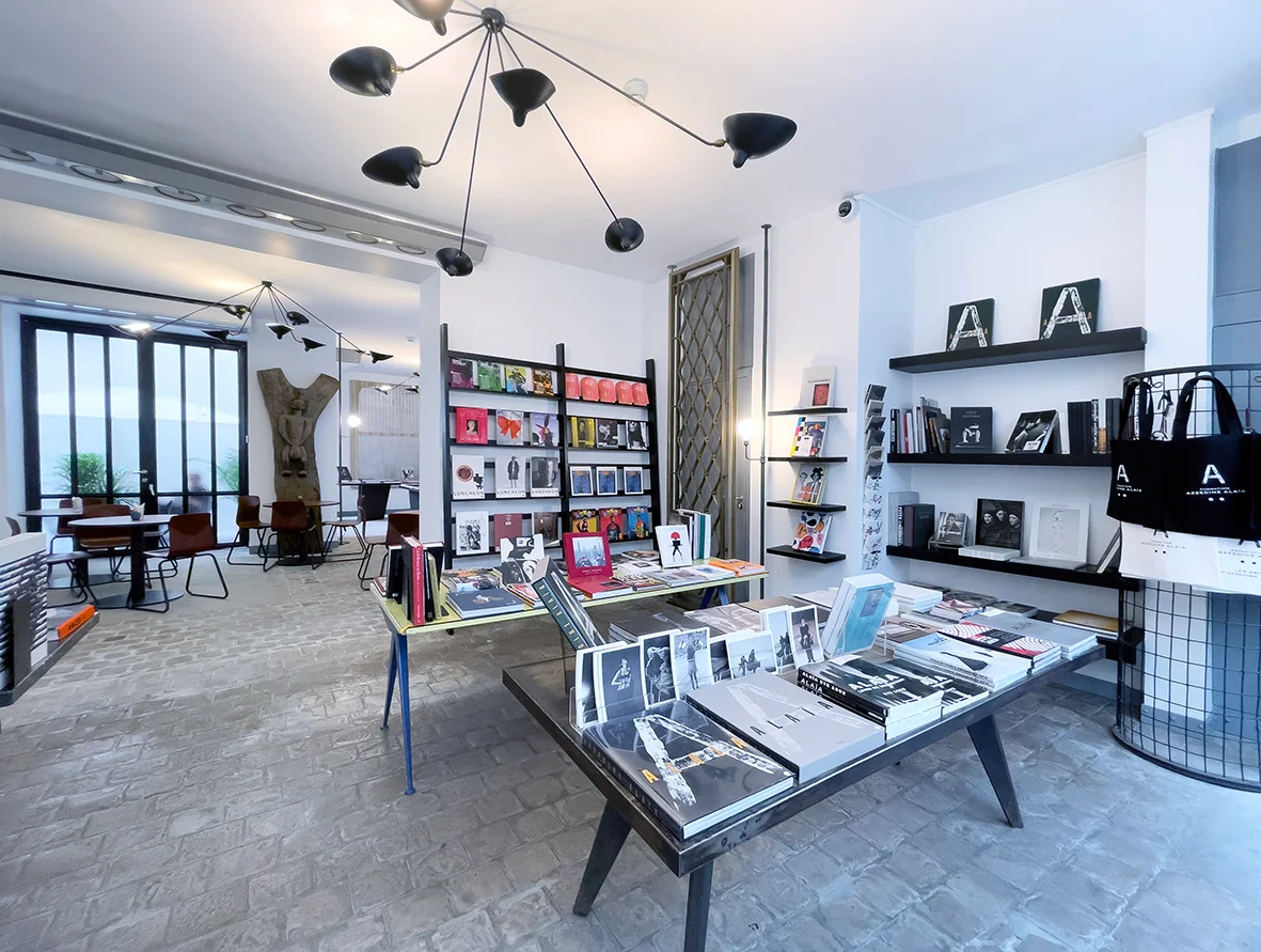 The foundation’s shop and book displays at Fondation Azzedine Alaïa