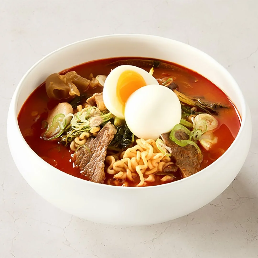 Gomtang Lab: noodle bowl with egg and sliced meat