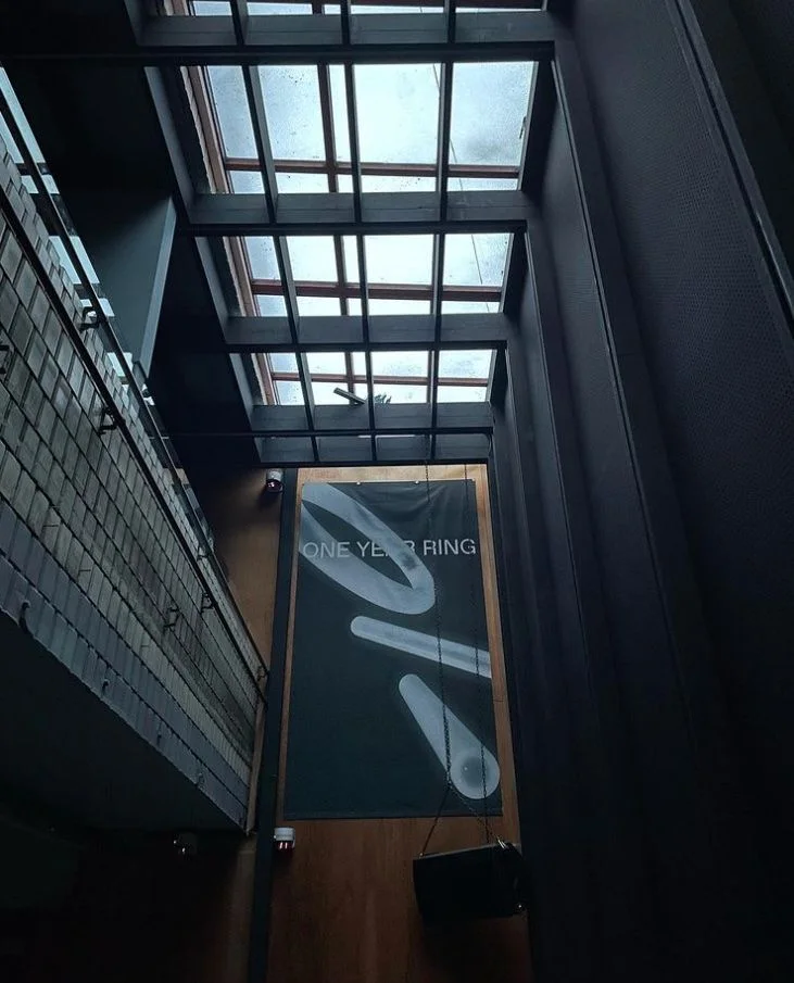 The atrium and RING banner at the Seoul music venue