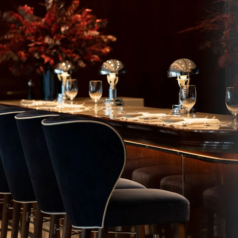 The Ninth Gate: bar counter and upholstered stools