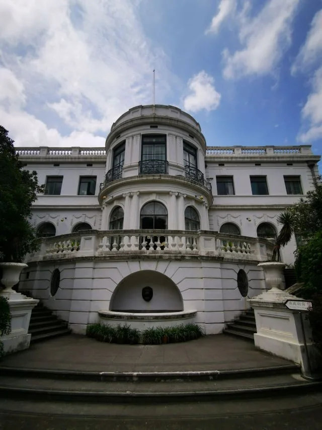 Shanghai Museum of Arts and Crafts: the historic white museum building and its rounded central balcony