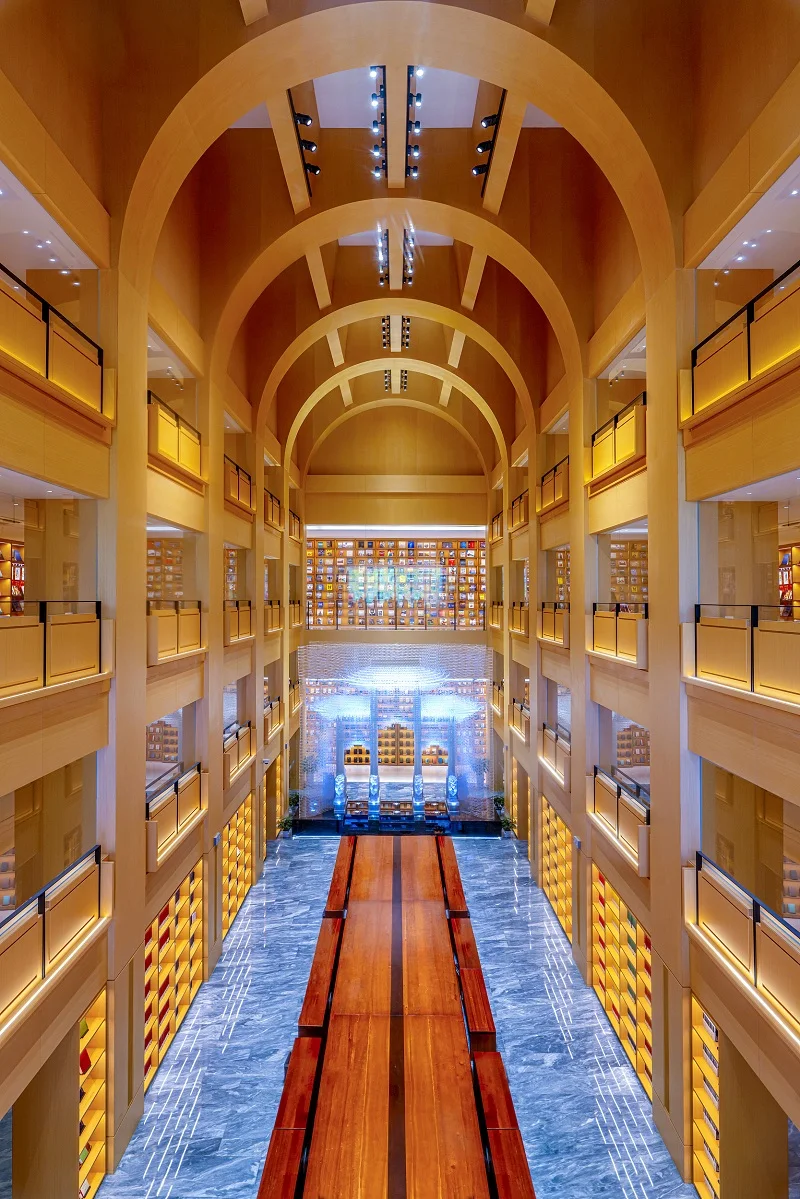 Tall arched ceilings above the library's reading floors at Zikawei Library