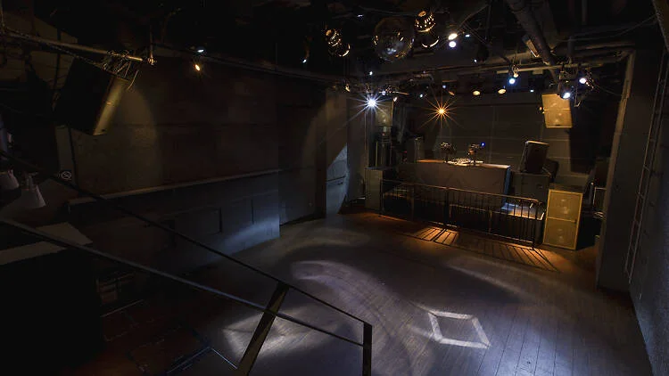 CIRCUS TOKYO: the nightclub's dark, industrial dancefloor and raised DJ area