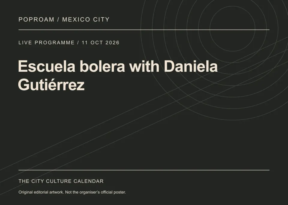 Original editorial programme artwork for Escuela bolera with Daniela Gutiérrez. This is not the organiser’s official poster.