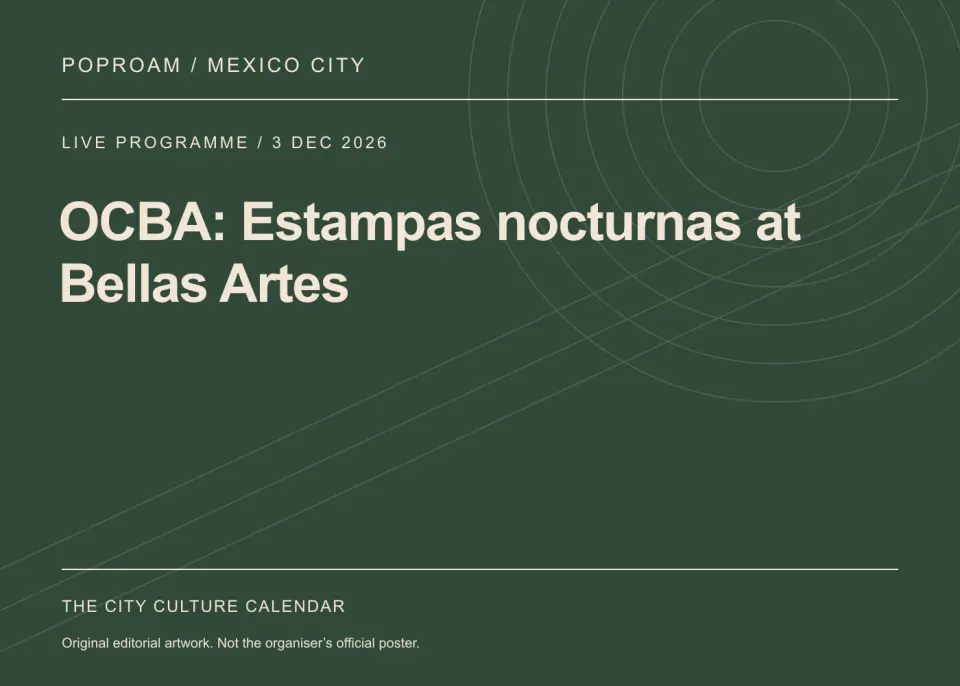 Original editorial programme artwork for OCBA: Estampas nocturnas at Bellas Artes. This is not the organiser’s official poster.