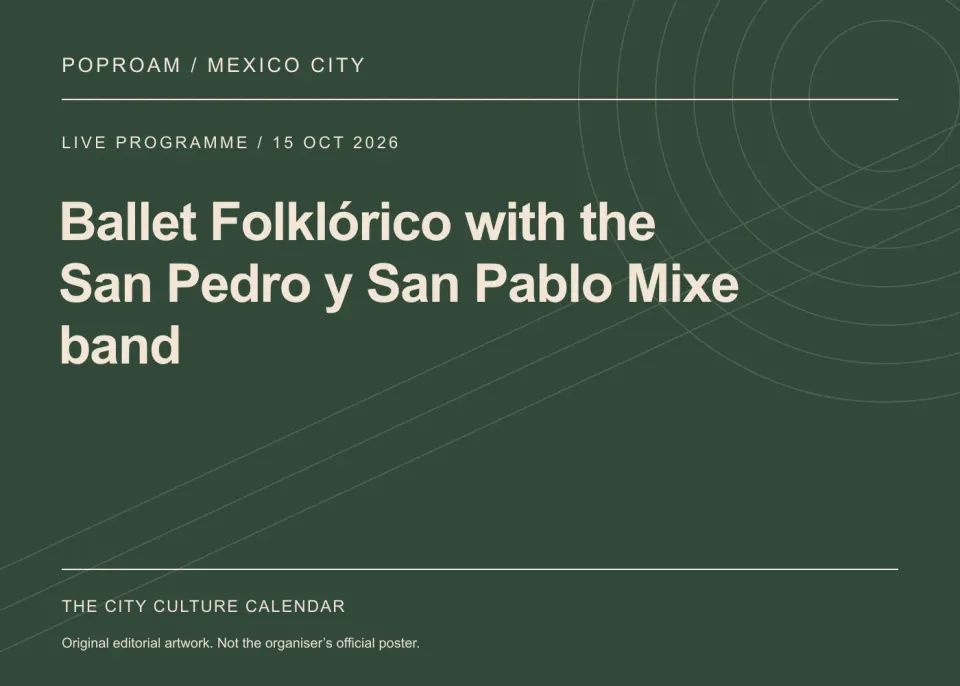 Original editorial programme artwork for Ballet Folklórico with the San Pedro y San Pablo Mixe band. This is not the organiser’s official poster.
