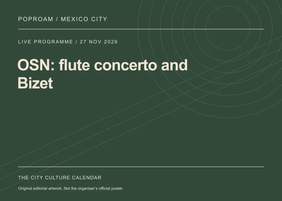Original editorial programme artwork for OSN: flute concerto and Bizet. This is not the organiser’s official poster.