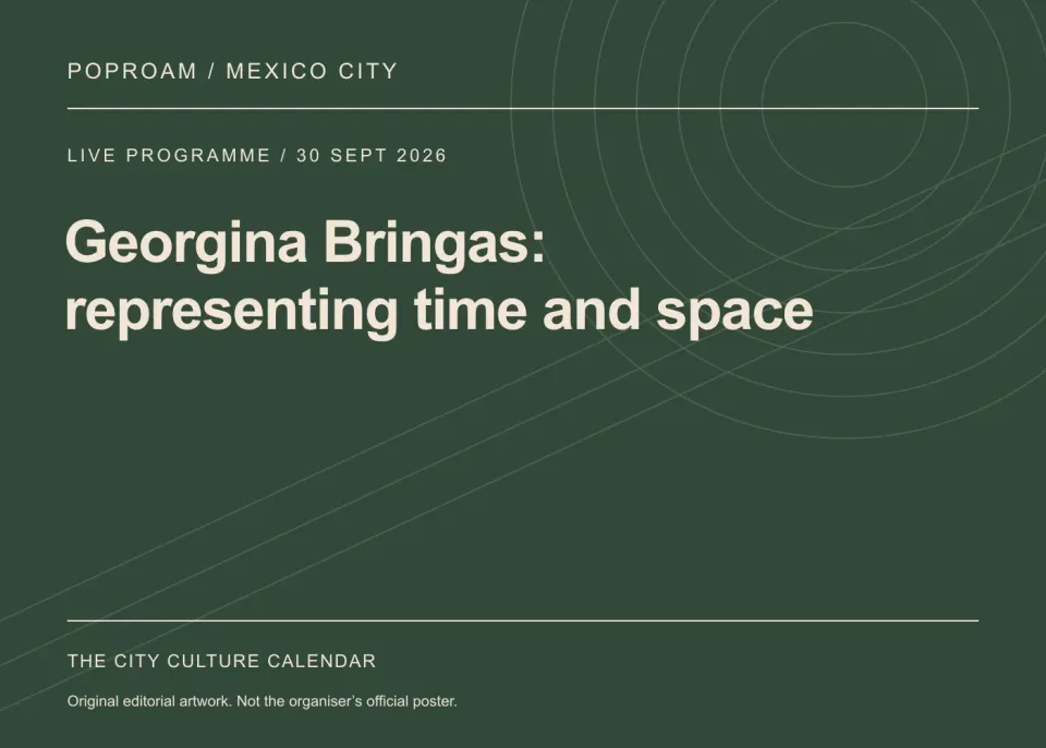 Original editorial programme artwork for Georgina Bringas: representing time and space. This is not the organiser’s official poster.