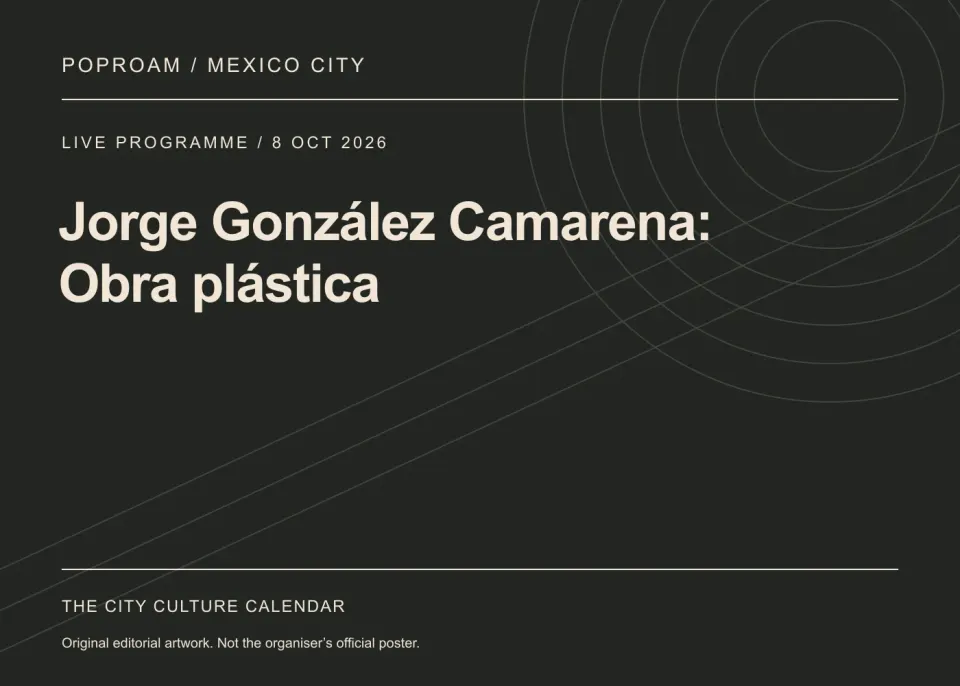 Original editorial programme artwork for Jorge González Camarena: Obra plástica. This is not the organiser’s official poster.