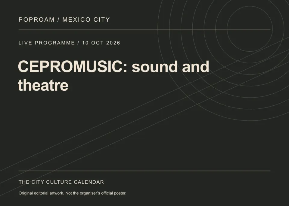 Original editorial programme artwork for CEPROMUSIC: sound and theatre. This is not the organiser’s official poster.