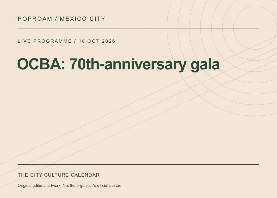 Original editorial programme artwork for OCBA: 70th-anniversary gala. This is not the organiser’s official poster.