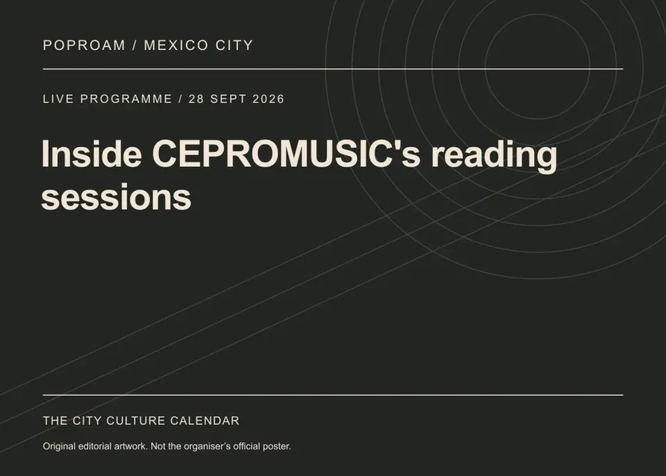 Original editorial programme artwork for Inside CEPROMUSIC's reading sessions. This is not the organiser’s official poster.