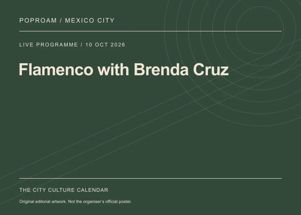 Original editorial programme artwork for Flamenco with Brenda Cruz. This is not the organiser’s official poster.