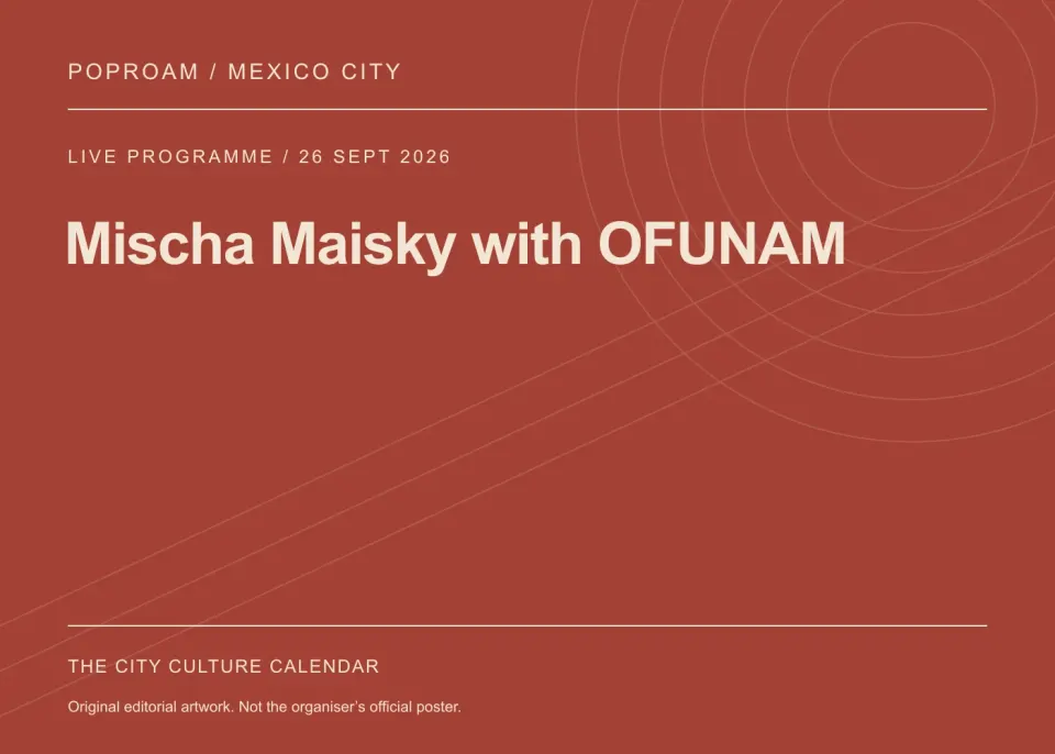 Original editorial programme artwork for Mischa Maisky with OFUNAM. This is not the organiser’s official poster.
