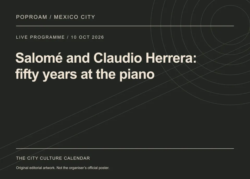 Original editorial programme artwork for Salomé and Claudio Herrera: fifty years at the piano. This is not the organiser’s official poster.