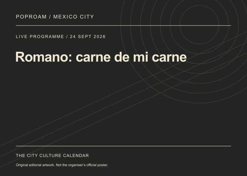 Original editorial programme artwork for Romano: carne de mi carne. This is not the organiser’s official poster.
