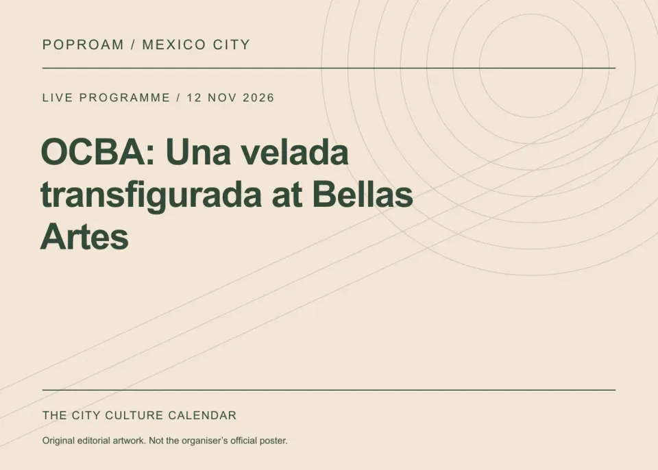 Original editorial programme artwork for OCBA: Una velada transfigurada at Bellas Artes. This is not the organiser’s official poster.