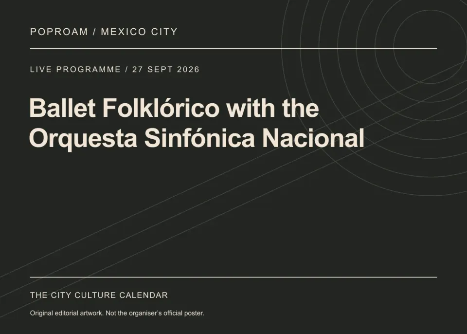Original editorial programme artwork for Ballet Folklórico with the Orquesta Sinfónica Nacional. This is not the organiser’s official poster.